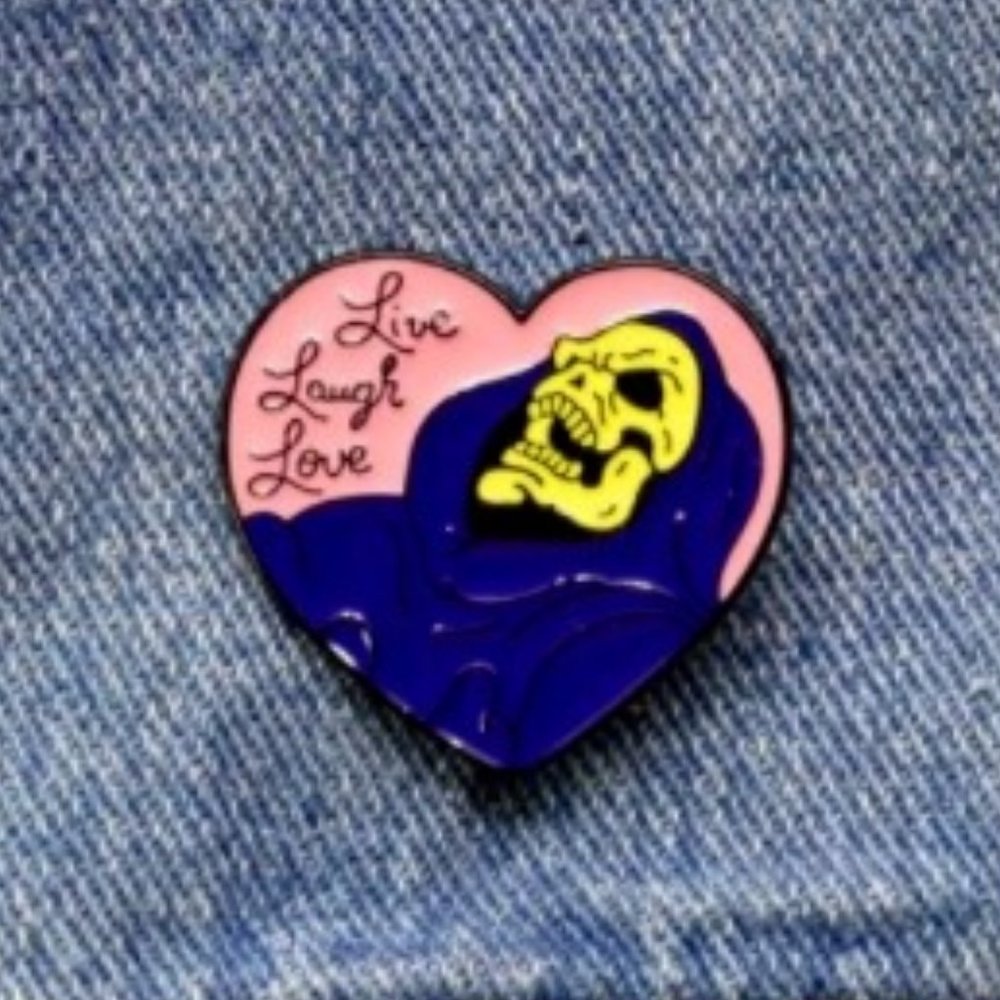🧿 3 for $33 🧿 Skeletor "Live Love Laugh" Retro Enamel Pin